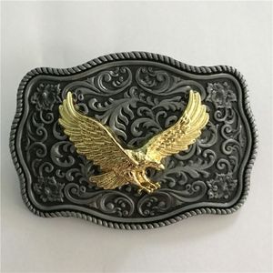 Boucle de ceinture occidentale pour hommes, 1 pièce, motif floral, aigle doré, Hebillas, Cinturon, boucles de Cowboy, adaptées à 4cm de large, Belts254N