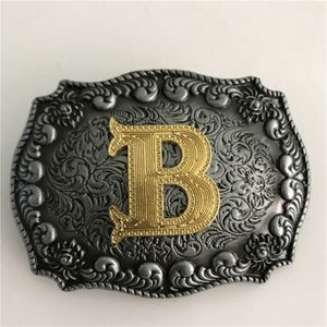 Boucle de ceinture en métal pour hommes, 1 pièce, avec lettre initiale en or, Hebillas Cinturon, Cowboy occidental, adaptée à une ceinture de 4cm de large, 178t