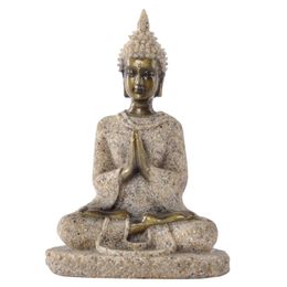 1 stks Hoge Kwaliteit Boeddhabeeld Natuur Zandsteen Thailand Sculptuur Hindoe Fengshui Figurine Meditatie Mini Home Decor 2111101