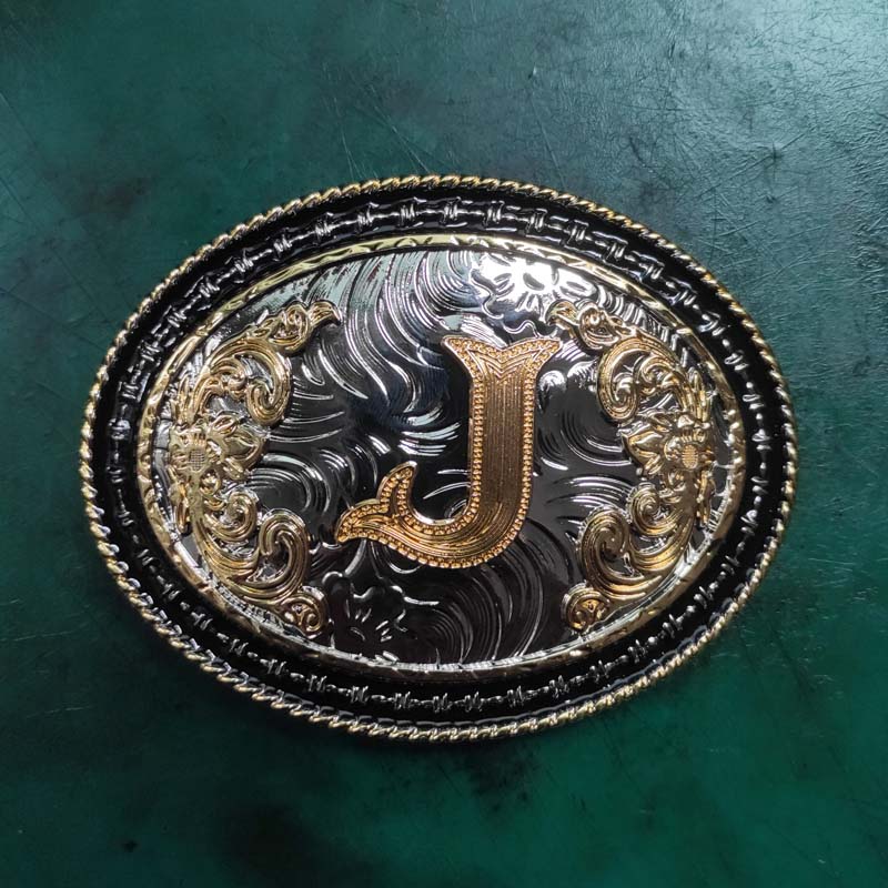 Goldene J-Buchstaben-Gürtelschnalle, Western-Metall-Cowboy-Schnallen für Männer und Frauen, passend für 4 cm breite Jeansgürtel