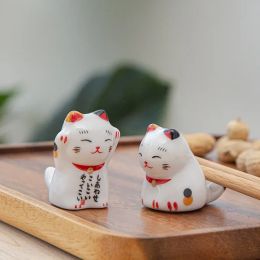 1 pc's Japanse gelukkige kat keramische eetstokjes rust Lucky Cat Chopsticks Holder Rekken