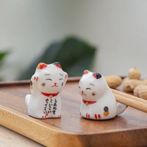 1 PCS Japonese Lucky Cat Ceramics Chopsticks Rest Lucky Catchicks Phingsticks Racks Decoraciones de hotel de cocina para el hogar japoneses