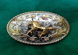 1 pcs en dentelle Gold Running Horse Cowboy Boucle de courroie en métal pour hommes039 jeans Western Belt Head8755463