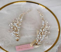 1 pièces Le Liin mariée opale pince à cheveux cristal épingle à cheveux mariée or cheveux bijoux mariage postiche Y2004099767985