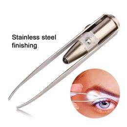 1 pcs LED Twezers Tweezers en acier inoxydable Face Face Design des conceptions pour cils outils de déménagement clair