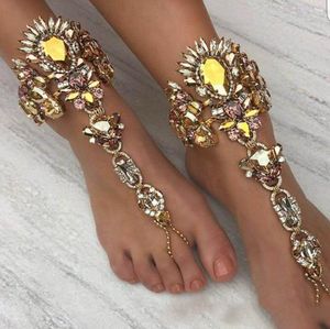 1 pcs longue plage vacances d'été cheville bracelet pied sandale sexy jambe chaîne femme boho cristal cheville déclaration bijoux usine en gros