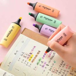 Marqueur Graffiti macaron surligneur, 1 pièce, stylos de marquage mignons 5 couleurs, Mini stylo à tête inclinée pour fournisseur d'école et de bureau