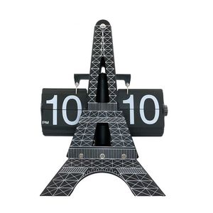 Horloge de bureau tour Eiffel moderne, 1 pièce, décoration de bureau et de maison, idéale pour cadeau, noir