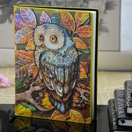 1 PCS Notebook 3D Owl -afdrukken Vintage reliëf lederen reisdagboek A5NOTEBOOFT -briefpapier Geschenk Notepad Office School Supplies 240401