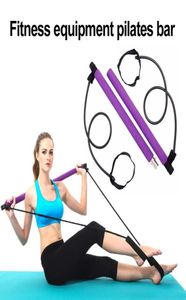1 stuks Pilates Bar Stick met weerstandsband Draagbare elastische 2 voetlussen Lichtgewicht Trainer Pilates Bar Gym Stick3547677