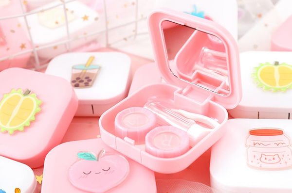 1 pcs Poche Portable Mini étui à lentilles de contact Facile à transporter Maquillage beauté pupille boîte de rangement Miroir Conteneur Voyage Kit Lunettes Accessoires