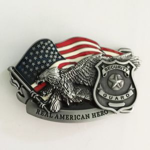 1 Uds. Hebilla de cinturón de héroe americano Real guardia de seguridad Eagle Cowboys mujer hombre Jeans accesorios de joyería cinturón de Metal Head283R
