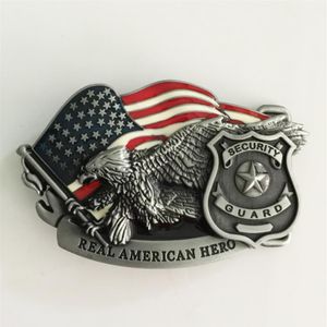 1 Uds. Hebilla de cinturón de héroe americano Real guardia de seguridad Eagle Cowboys mujer hombre Jeans accesorios de joyería cinturón de Metal Head299j