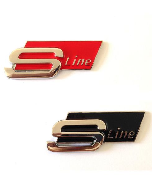 1 pcs Red / Black Metal Sine S Ligne côté latérale Fender Trunk Badge Emblem Sticker pour S3 S4 S5 S6 S8 A1 A3 A4 A5 A6 A7 TT RS41474751