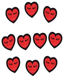 1 PCS red heartshaped embroidery patches for clothing iron patch for clothes applique sewing accessories stickers on clothes iron2070742