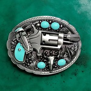 Boucle de ceinture en perles Turquoise pour hommes et femmes, 1 pièce, Cowboy occidental rétro, adapté aux ceintures en jean de 4cm de large, Head205n