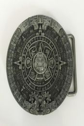 1 PCS Round Aztec Calendar Buckle Hebillas Cinturon Men039 Western Cowboy Metal Belt Buckle Fit 4cm de large Belts1356786