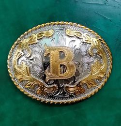 1 pz argento dorato B lettera iniziale fibbia uomo cowboy occidentale cowgirl fibbia della cintura misura 4 cm larghezza jeans cinture testa5128197