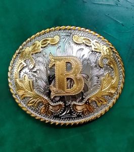 1 pcs Silver Golden B Lettre initiale Boucle Men Western Cowboy Cowgirl Belt Buckle Fit 4cm de large jeans Beltures Head1502395