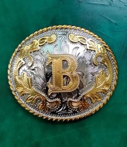 1 PCS Silver Golden B Lettre initiale Boucle hommes Western Cowboy Cowgirl Belt Buckle Fit 4cm de large jeans Beltures Head8463806