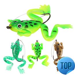 1 pièces doux grenouille leurres de pêche 6CM 5.2G Silicone appât grenouille artificiel triple crochets haut eau rayon appâts matériel de pêche