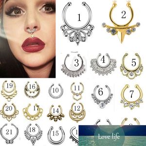 Faux anneau de nez en acier inoxydable, 1 pièce, Clip sur Septum, Piercing, Faux cerceau, anneau de nez indien, Punk, bijoux de perçage pour le corps