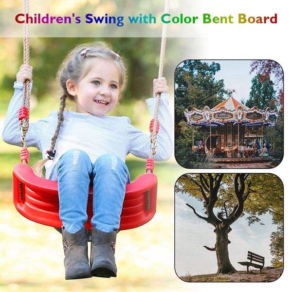 1 pcs Swing Seat Board Swing Plastic Swing Easy Install Swing Set With Corde Red Masimum Charge 86 kg for Boys Girls Outdoor Garden