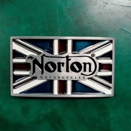 1 Uds. Hebilla de cinturón de vaquero para motocicleta Norton con bandera del Reino Unido para hombre, cinturón occidental para cabeza, cinturón vaquero de 4cm de ancho, 243o