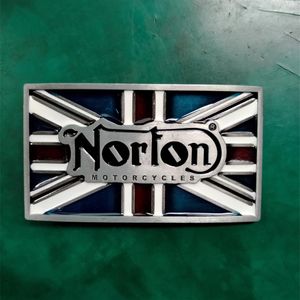 1 Uds. Bandera del Reino Unido Norton hebilla de cinturón de vaquero para motocicleta para hombre cabeza de cinturón occidental ajuste 4cm de ancho Jeans Belts237h