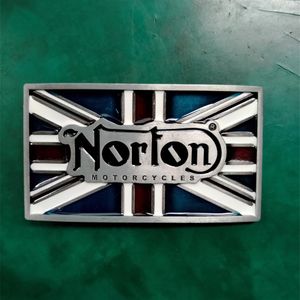 1 Pcs Britse Vlag Norton Motorfiets Cowboy Gesp Voor Mens Western Riem Hoofd Fit 4Cm Brede Jeans Belts188M