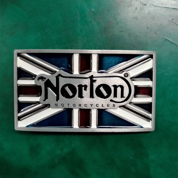 1 Uds. Hebilla de cinturón vaquero para motocicleta Norton con bandera del Reino Unido para hombre, cinturón occidental para cabeza, cinturón vaquero de 4cm de ancho, 180e