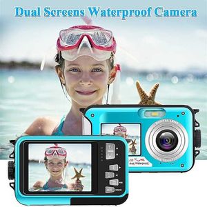 1 pc's waterdichte camera onder watercamera's voor snorkelen Full HD 2.7K 48MP videorecorder selfie Dual Screens 10ft 16x digitale zoom