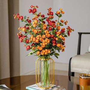 1 pcs, fleurs de roses artificielles oranges blanches, table décorative à la maison Faux bouquets de bouquets, décorations de fête du festival cadeau