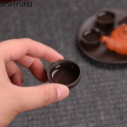 1 PCS Yixing Purple Clay Tea Pet Pet Mini Fingertip TaCup Tea Cérémonie Accessoires Boutique Artisanat à la main
