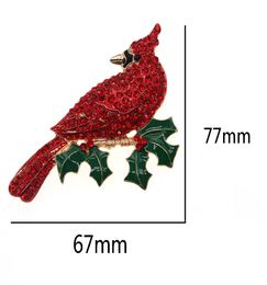 1 PCSlot Leuke kardinaal vogelbroche hoogwaardige Rhinestone Animal Broche Red Bird Brooch6888618