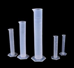 1 pcx 10ml1000 ml hexagone inférieur transparent transparent en plastique gradué cylindre tube de laboratoire de laboratoire 10ml1000ml2312502