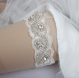 1 Pecs boda Ligas de pierna del tamaño extra grande Ligas nupciales del cordón Cristales Beads ligas de la boda encaje para la novia de la correa del cuadro verdadero, envío gratuito