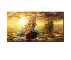 1 Picec zeemeermin schilderijen muurkunst mooie prinses spookschip print op canvas voor huisdecoratie geen ingelijst39322681850526