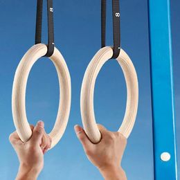 1 Stuk Berkenhout Gymnastiekringen Pull Up Gym Ring voor Thuis Fitness Krachttraining Verstelbare Bandjes Optioneel 240127