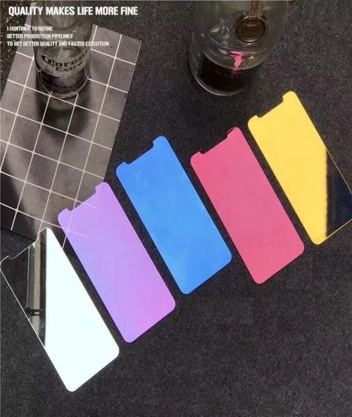 1 pieza de vidrio templado con espejo de Color para iPhone X Xs Max Xr protector de pantalla iPhone 6 6S 7 8 plus película protectora de espejo 5043748