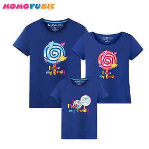 1 stuk familie matching outfits moeder vader zoon dochter cartoon lollipop print vrouwen mannen kinderen jongen meisje t-shirt plus size 210713