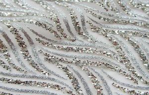 1 stuk mode glitter pailletten avondjurken netto stof gelijmd pailletten bedrukte mesh stof franse glanzende trouwjurk doek8885540