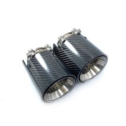 1 stuk Glanzend Zwart Koolstofvezel Uitlaat Tip 304 Rvs Uitlaat Voor BMW M2 M3 M4 M135i M235i M140i M240i M335i M340i ZZ