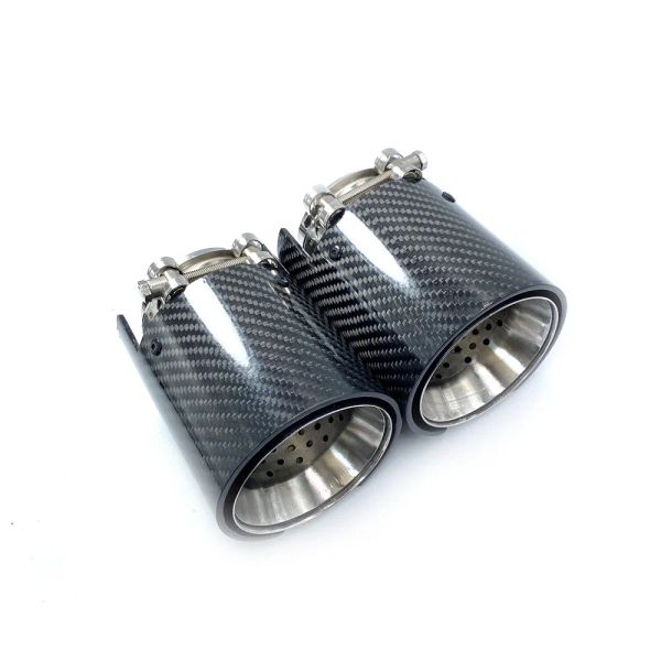 1 pieza de silenciador de acero inoxidable 304 con punta de escape de fibra de carbono negra brillante para BMW M2 M3 M4 M135i M235i M140i M240i M335i M340i ZZ