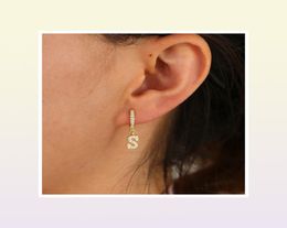 1 pièce or argent couleur clair Cz 26 initiale charme cercle balancent goutte boucle d'oreille nom lettre Alphabet boucles d'oreilles pour femmes filles 4459961