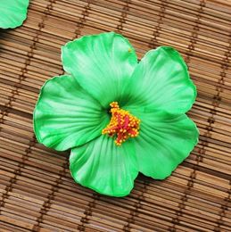 1 pieza de hibisco verde flores hawaii fiesta de verano decoraciones de bricolaje flores artificiales hula favor decoración del cabello flor flor