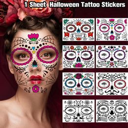 1 pièce Halloween Fun Disposable Facial Tattoo Sticker Creative Not Toxic temporary Makeup Sticker 240425
