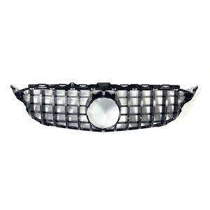 1 stuk Hoge kwaliteit ABS-auto van roosters Fit voor Benz C Klasse W205 Silver Front Air Intake Grille GT-stijl