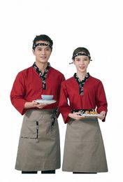 1 pièce Japon Cuisine chef costume service de sushi uniforme costume de travail de restaurant Kimo vêtements de travail hommes uniformes de serveur F5KX #