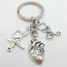 1 stuk sleutelhanger ECG hartverpleegkundige cap stethoscoop sleutelketen arts verpleegkundigen sleutelring sieraden cadeau